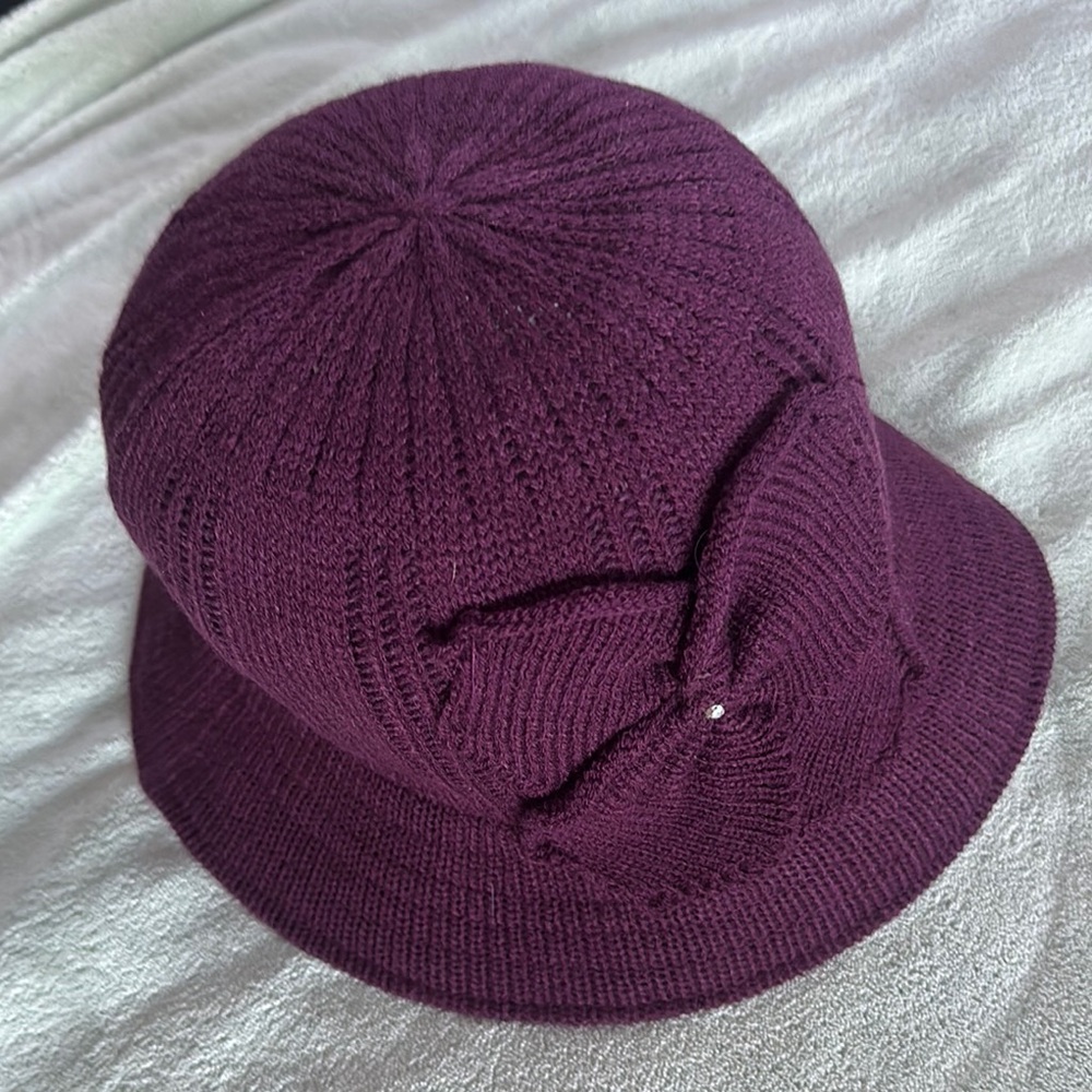Purple Bucket Hat with Decorative Bow